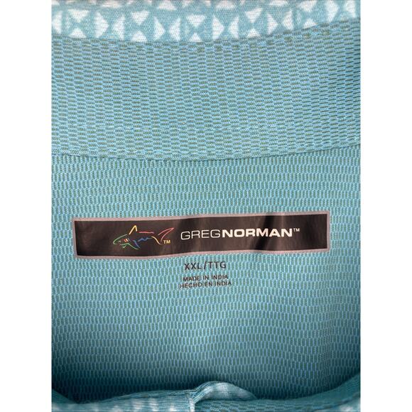 Greg Norman Golf Polo Shirt Men's 2XL Geometric Short Sleeve Blue Pima Cotton - Picture 5 of 9